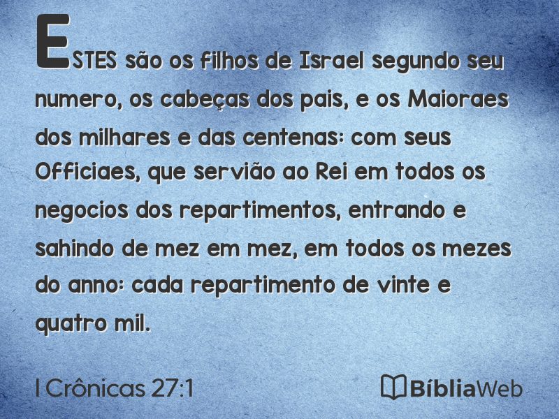 I Crônicas 27:1 em imagem para compartilhar