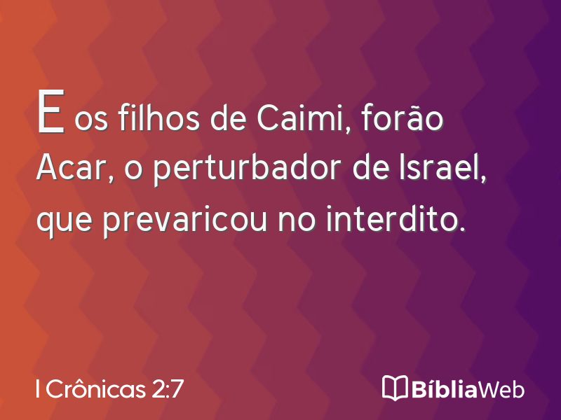 I Crônicas 2:7 em imagem para compartilhar