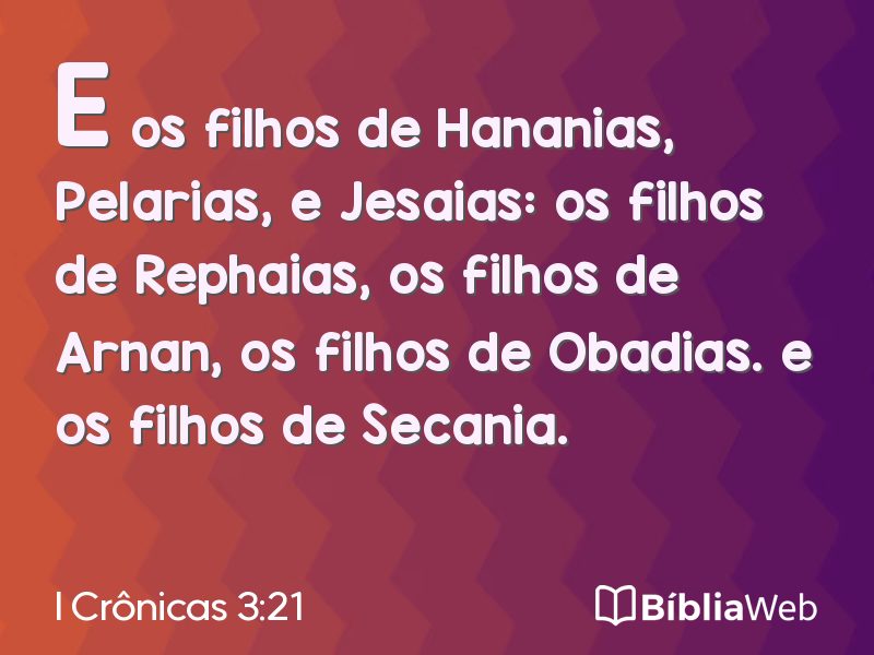 I Crônicas 3:21 em imagem para compartilhar
