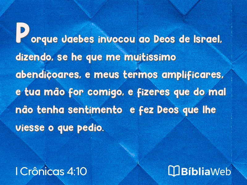 I Crônicas 4:10 em imagem para compartilhar