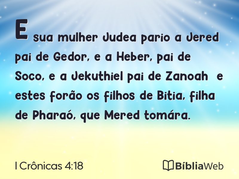 I Crônicas 4:18 em imagem para compartilhar