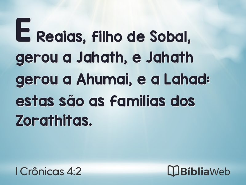 I Crônicas 4:2 em imagem para compartilhar