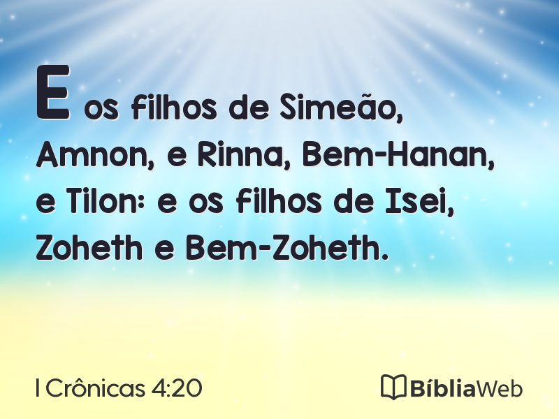 I Crônicas 4:20 em imagem para compartilhar