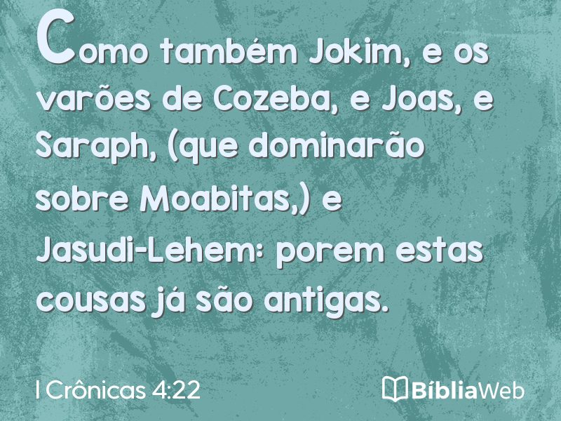 I Crônicas 4:22 em imagem para compartilhar