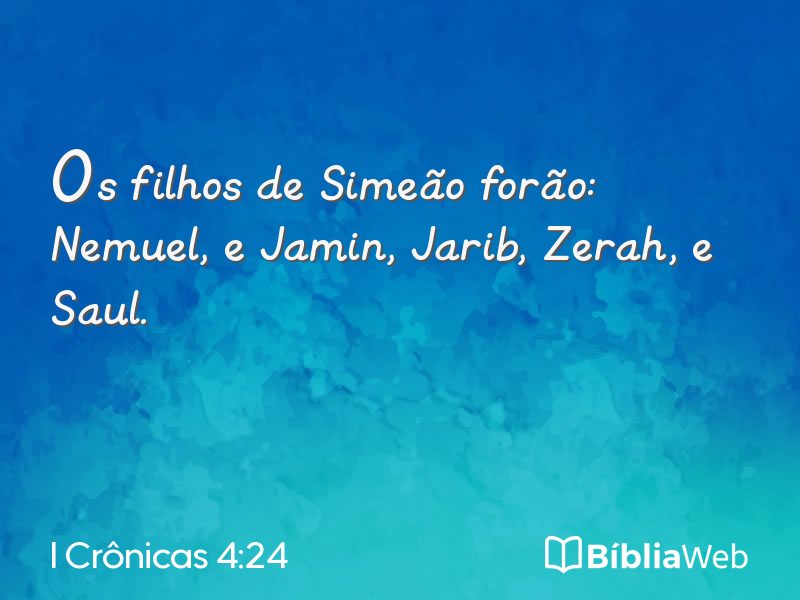 I Crônicas 4:24 em imagem para compartilhar