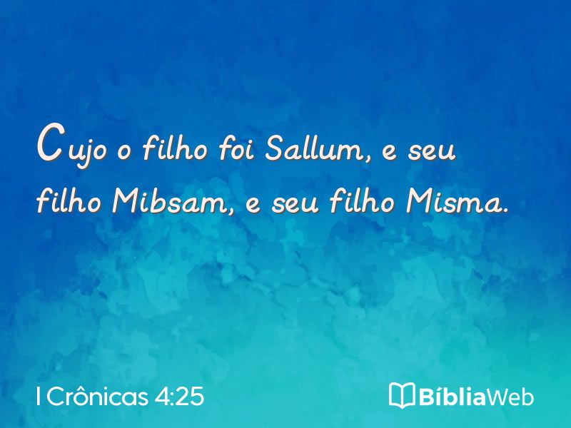 I Crônicas 4:25 em imagem para compartilhar