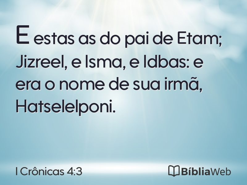 I Crônicas 4:3 em imagem para compartilhar