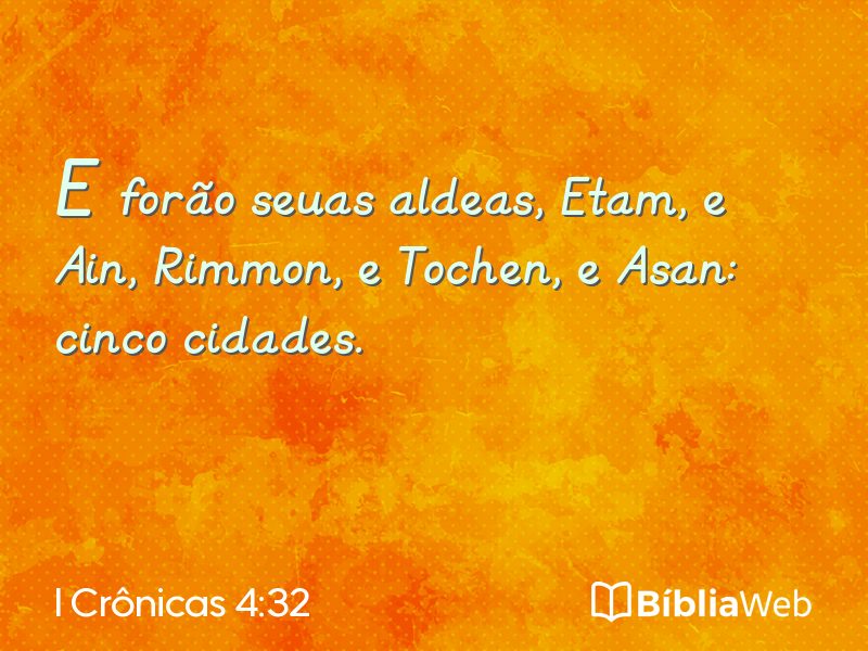 I Crônicas 4:32 em imagem para compartilhar
