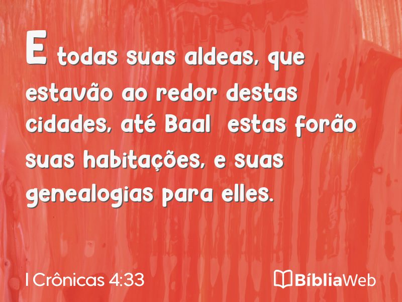 I Crônicas 4:33 em imagem para compartilhar