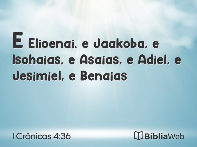 I Crônicas 4:36 em imagem para compartilhar