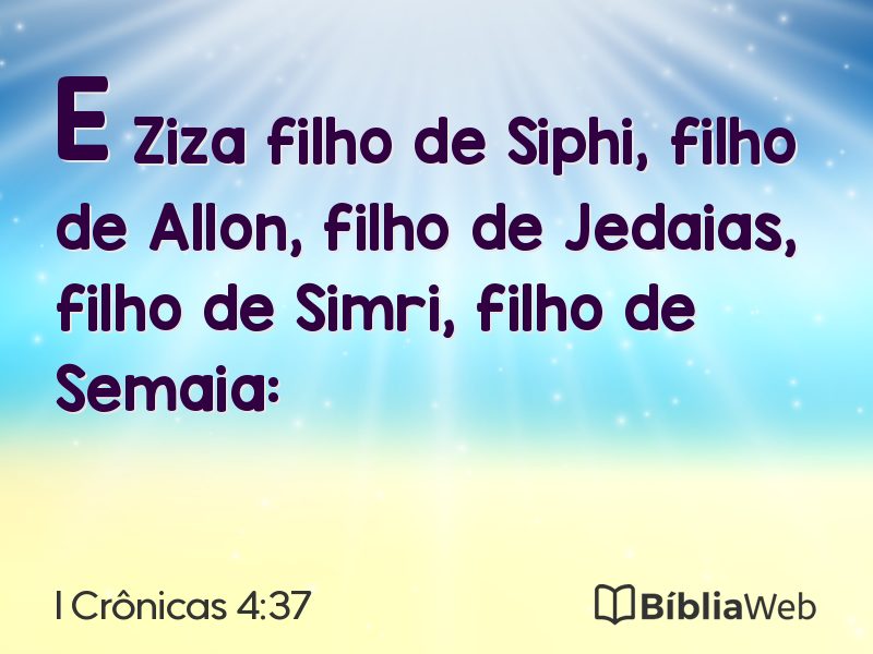 I Crônicas 4:37 em imagem para compartilhar