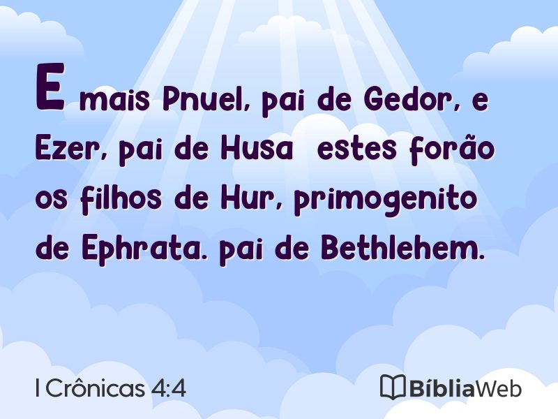 I Crônicas 4:4 em imagem para compartilhar