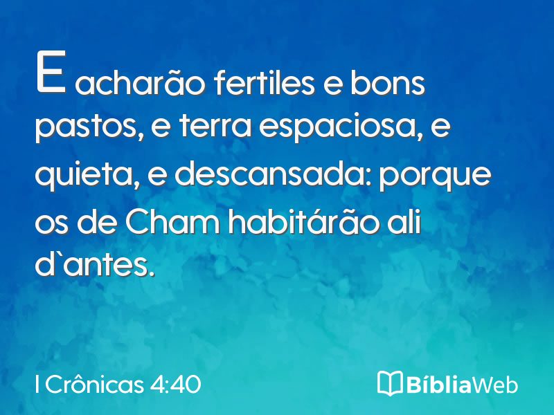 I Crônicas 4:40 em imagem para compartilhar