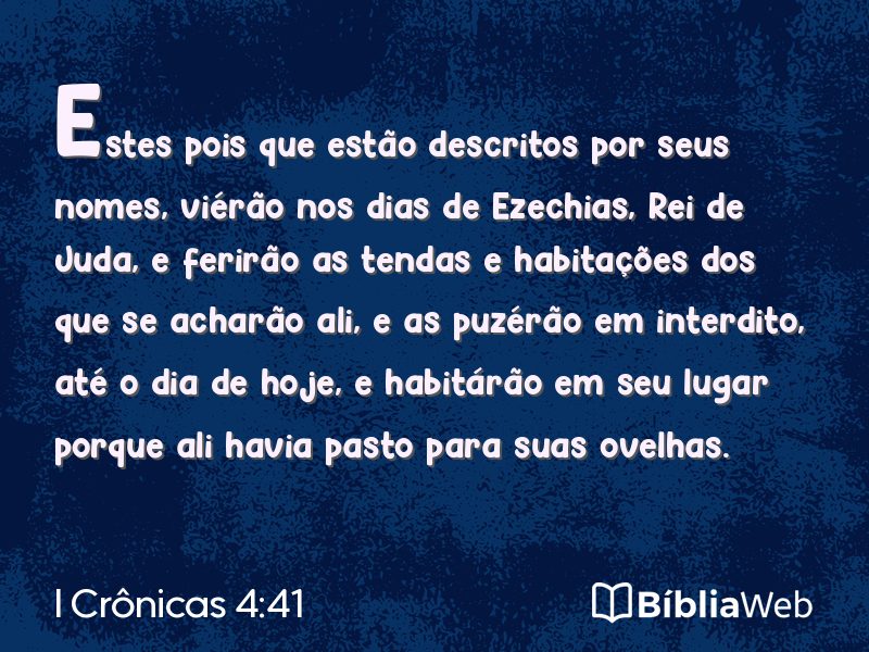 I Crônicas 4:41 em imagem para compartilhar