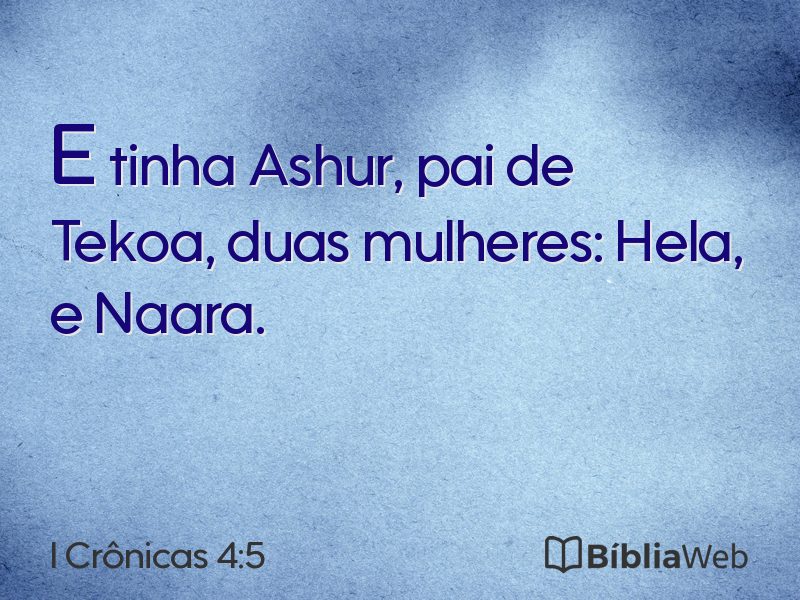 I Crônicas 4:5 em imagem para compartilhar