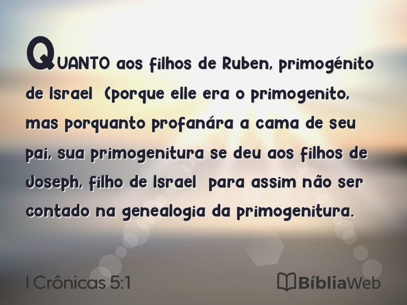 I Crônicas 5:1 em imagem para compartilhar