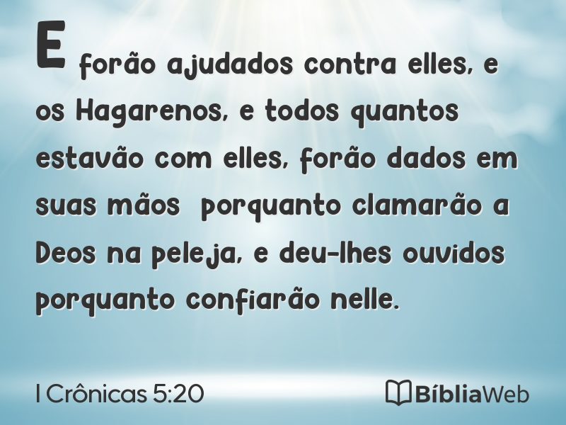 I Crônicas 5:20 em imagem para compartilhar