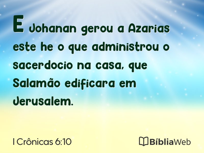 I Crônicas 6:10 em imagem para compartilhar