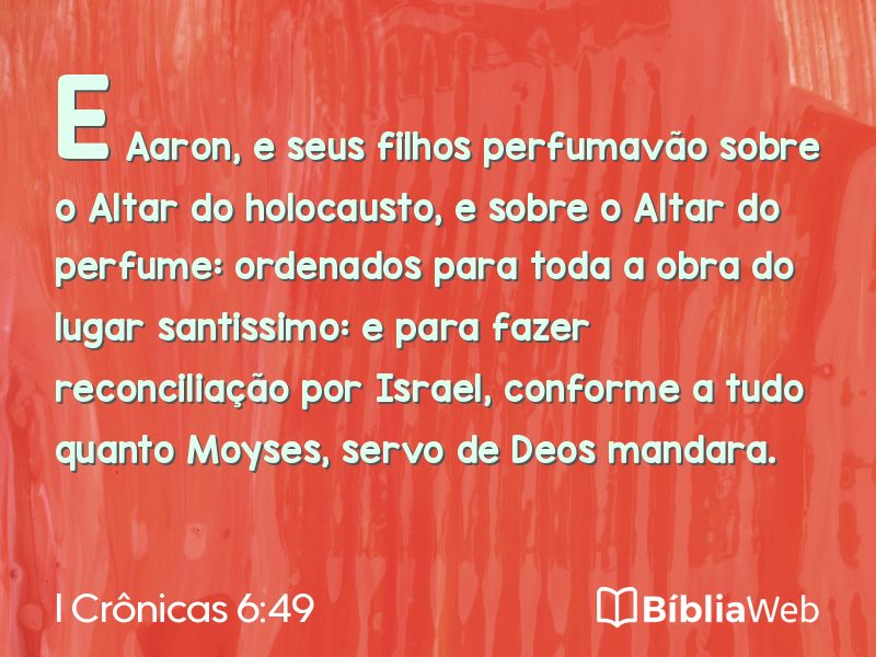 I Crônicas 6:49 em imagem para compartilhar