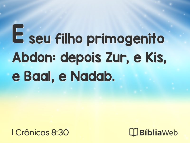 I Crônicas 8:30 em imagem para compartilhar
