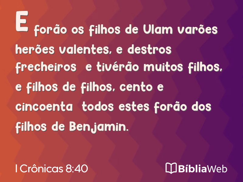 I Crônicas 8:40 em imagem para compartilhar