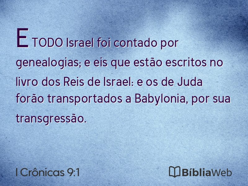 I Crônicas 9:1 em imagem para compartilhar