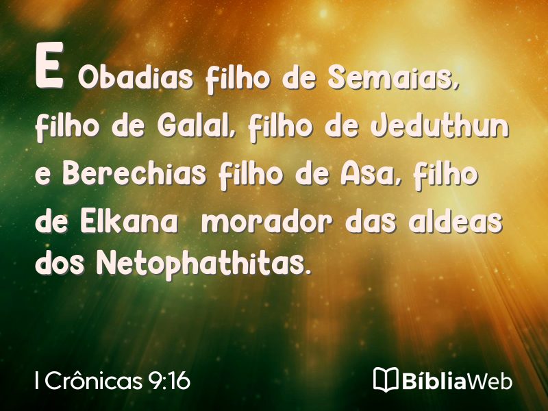 I Crônicas 9:16 em imagem para compartilhar