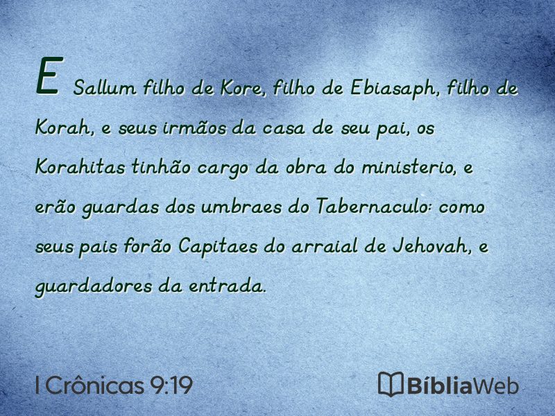 I Crônicas 9:19 em imagem para compartilhar