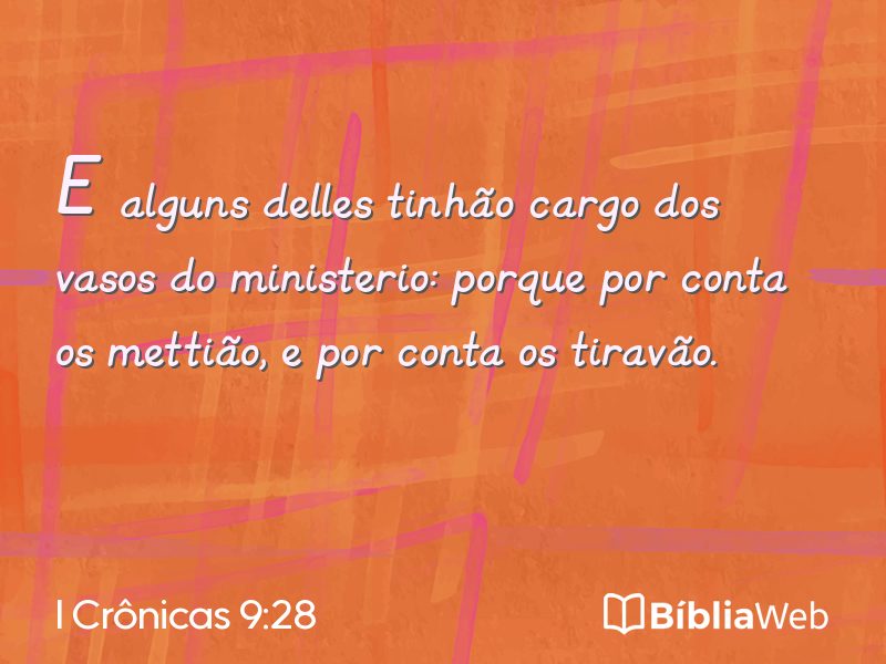 I Crônicas 9:28 em imagem para compartilhar