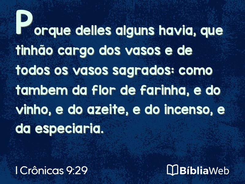 I Crônicas 9:29 em imagem para compartilhar
