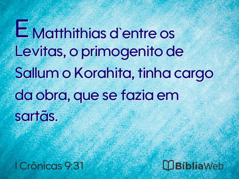 I Crônicas 9:31 em imagem para compartilhar