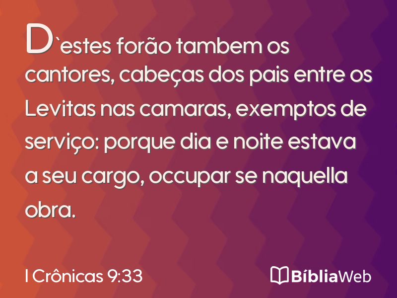 I Crônicas 9:33 em imagem para compartilhar