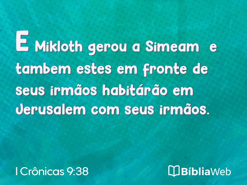 I Crônicas 9:38 em imagem para compartilhar