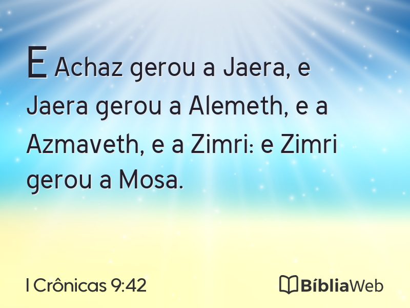 I Crônicas 9:42 em imagem para compartilhar