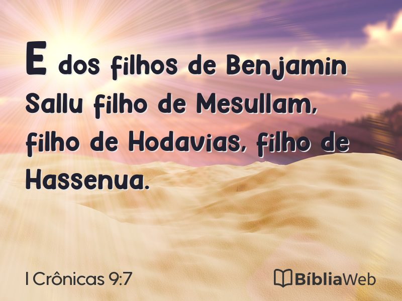 I Crônicas 9:7 em imagem para compartilhar