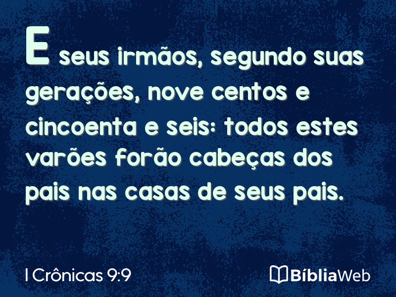 I Crônicas 9:9 em imagem para compartilhar