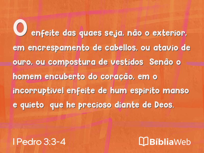 I Pedro 3:3-4 em imagem para compartilhar