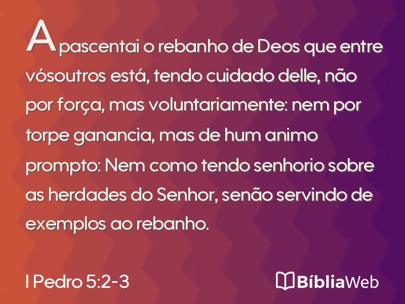 I Pedro 5:2-3 em imagem para compartilhar