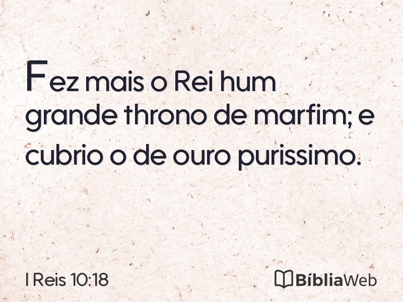 I Reis 10:18 em imagem para compartilhar