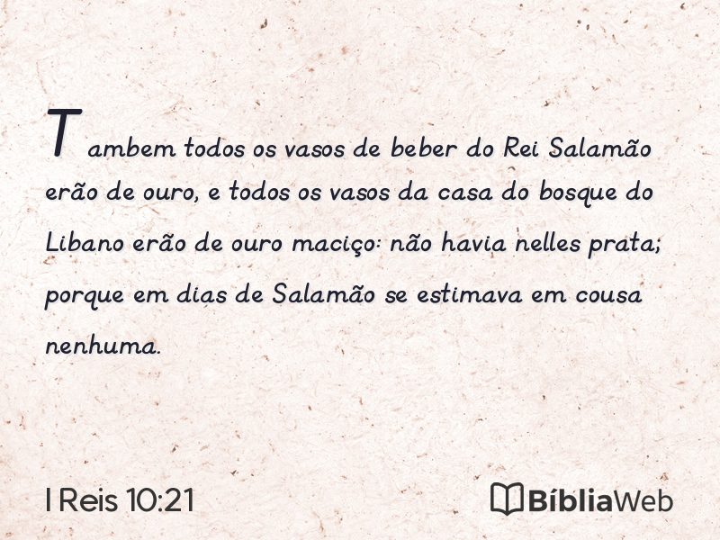 I Reis 10:21 em imagem para compartilhar
