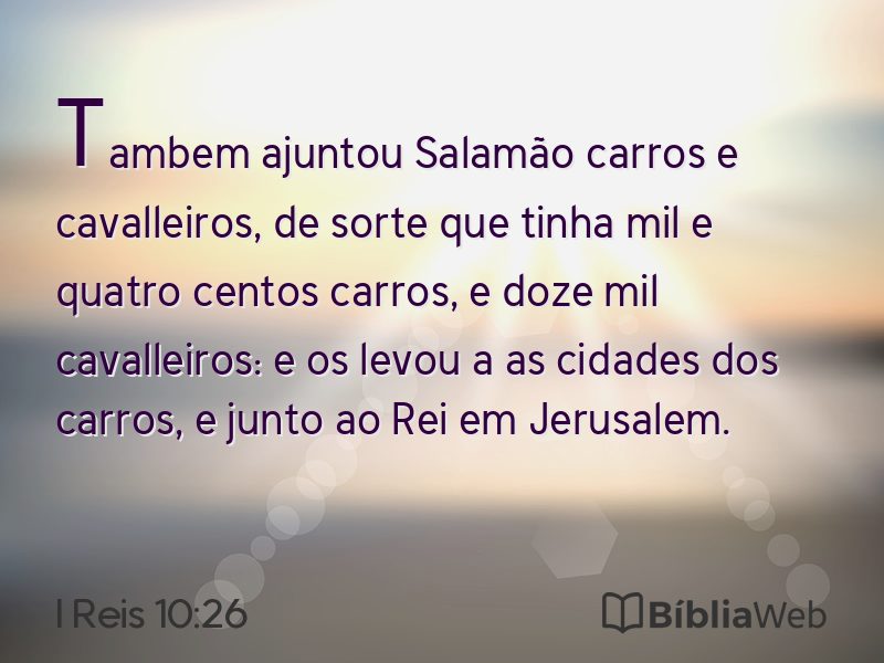 I Reis 10:26 em imagem para compartilhar
