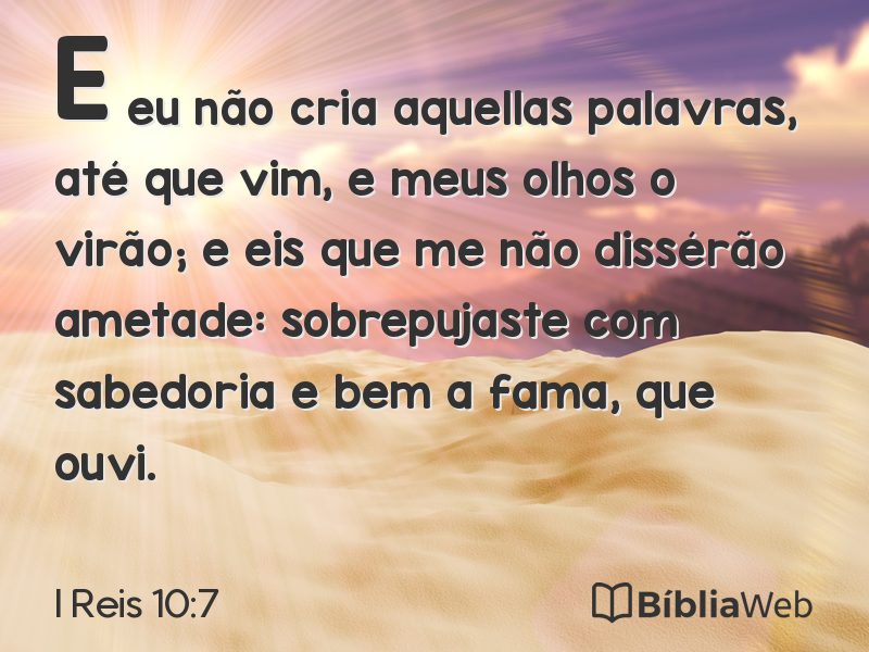 I Reis 10:7 em imagem para compartilhar