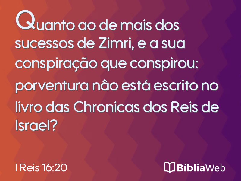 I Reis 16:20 em imagem para compartilhar