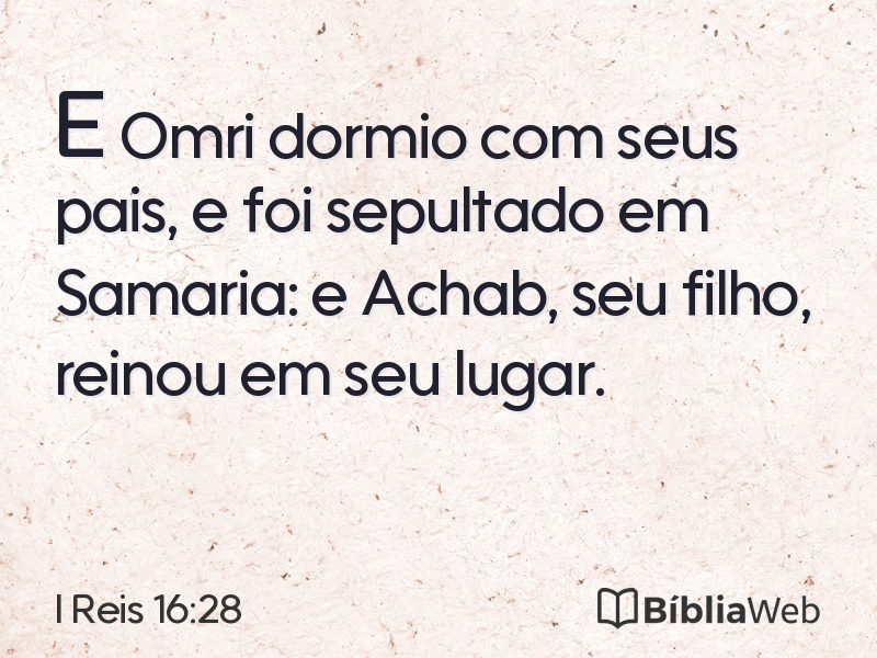 I Reis 16:28 em imagem para compartilhar