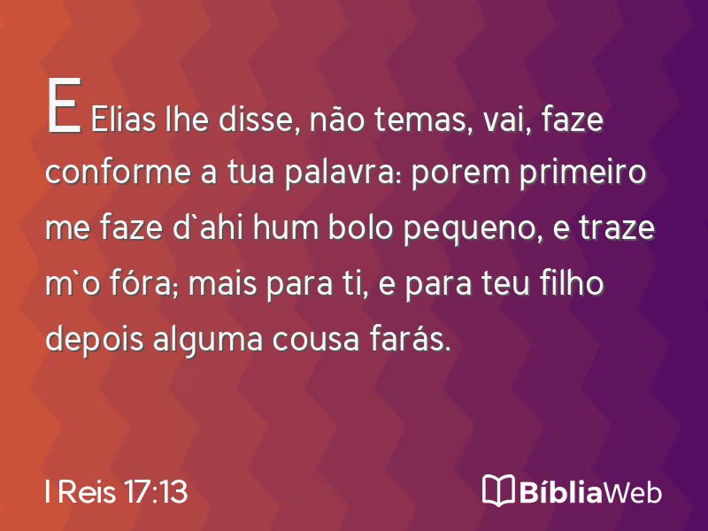 I Reis 17:13 em imagem para compartilhar