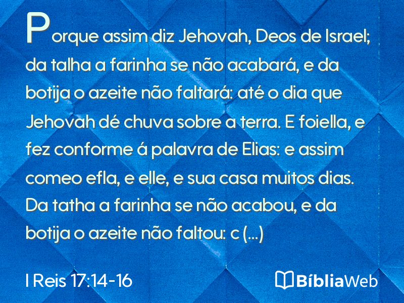I Reis 17:14-16 em imagem para compartilhar