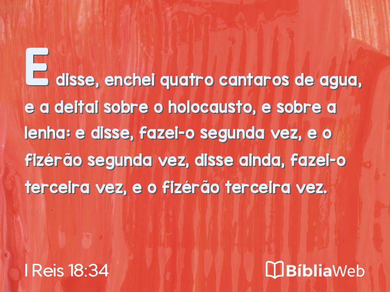 I Reis 18:34 em imagem para compartilhar