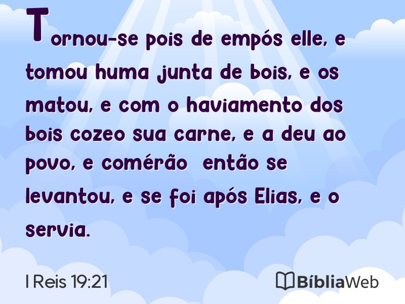 I Reis 19:21 em imagem para compartilhar