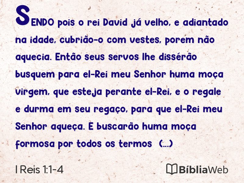 I Reis 1:1-4 em imagem para compartilhar