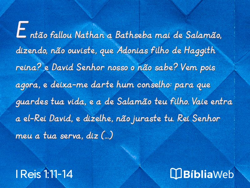 I Reis 1:11-14 em imagem para compartilhar